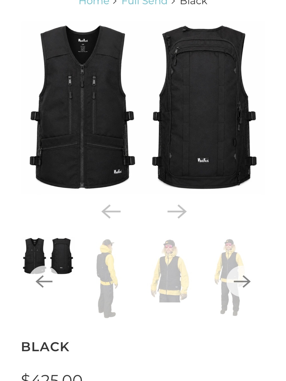 WhatVest Full Send Black Vest